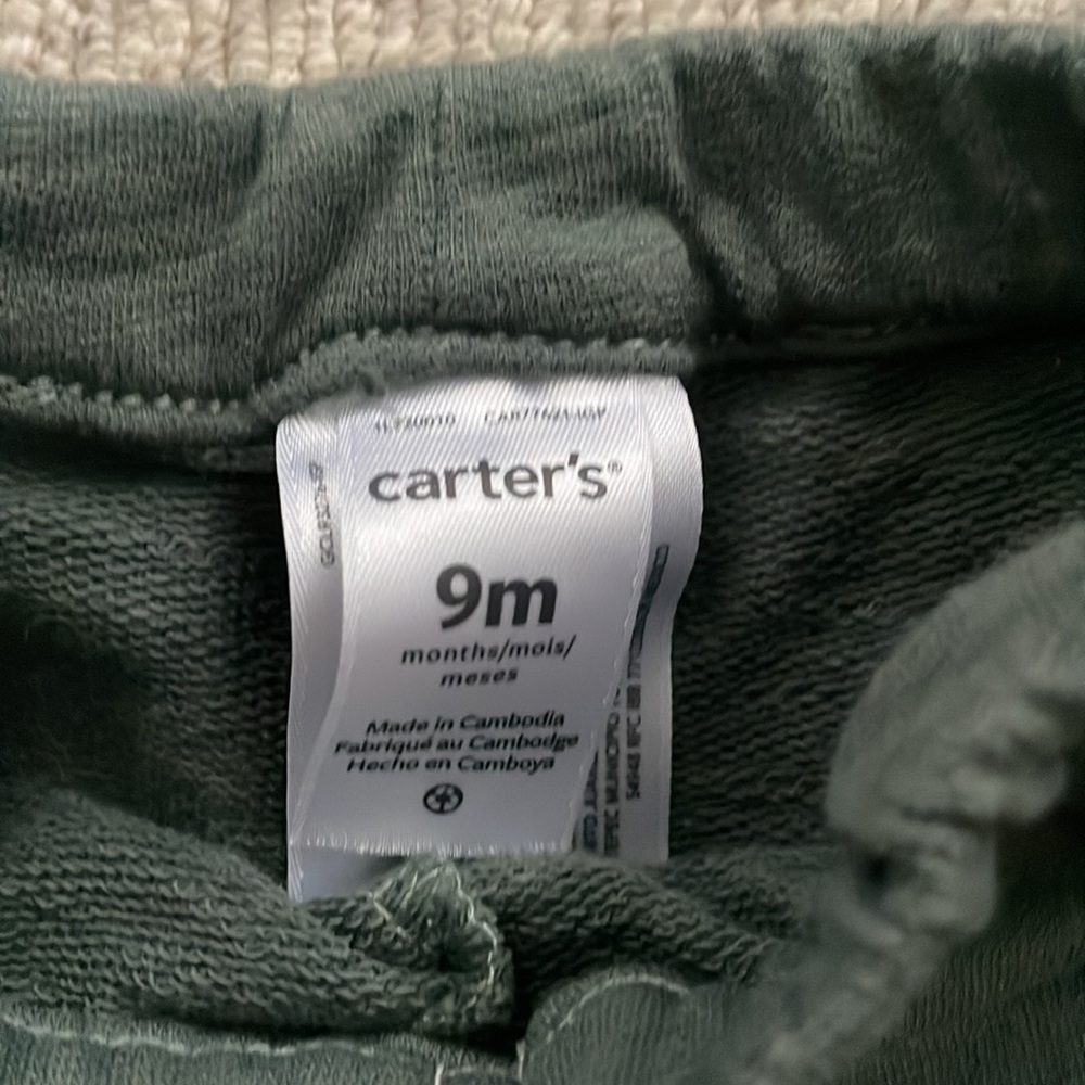 Carters Girls Olive Green Shorts 9 M - Picture 2 of 4